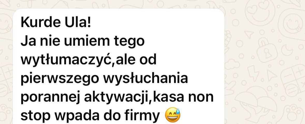 Opinia uczestniczki programu — zrzut ekranu z wiadomości