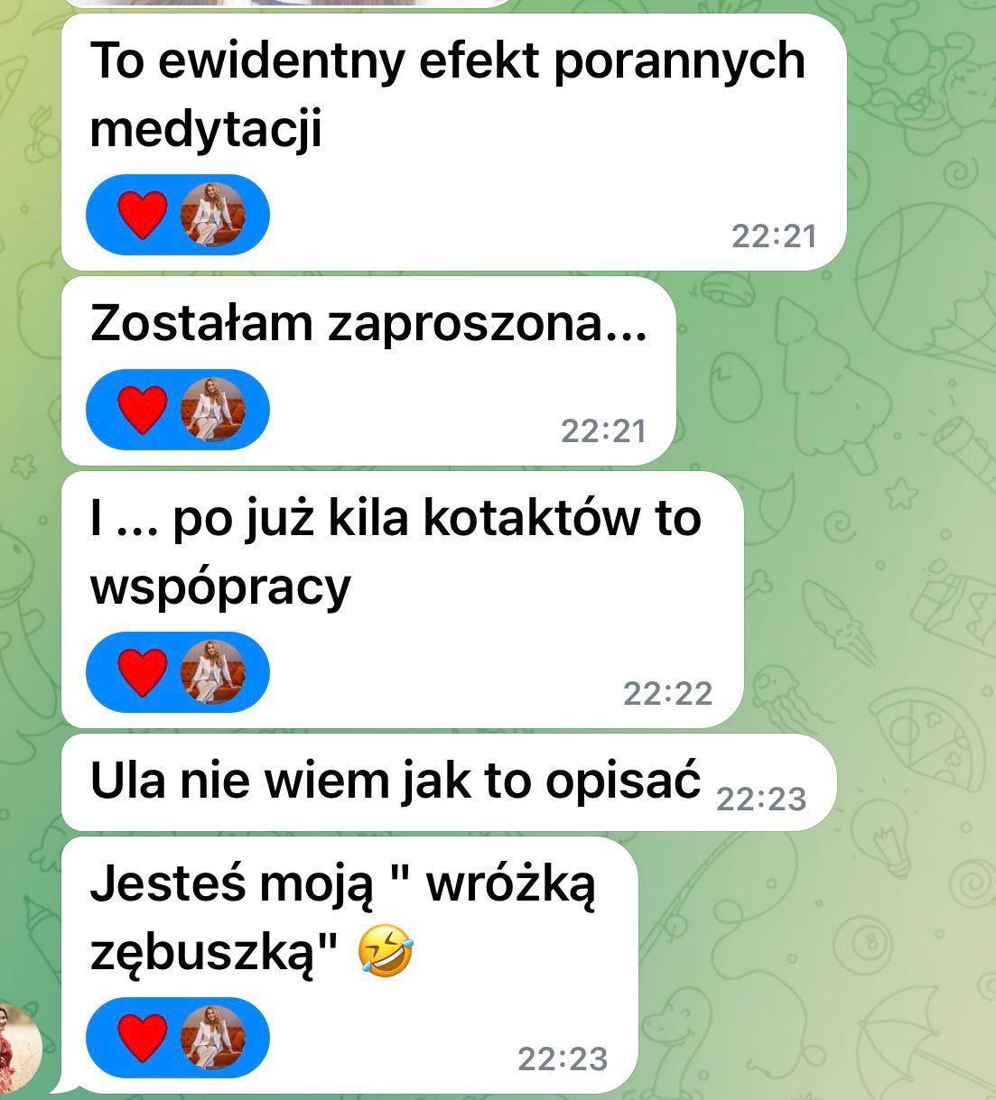 Opinia uczestniczki programu — zrzut ekranu z wiadomości