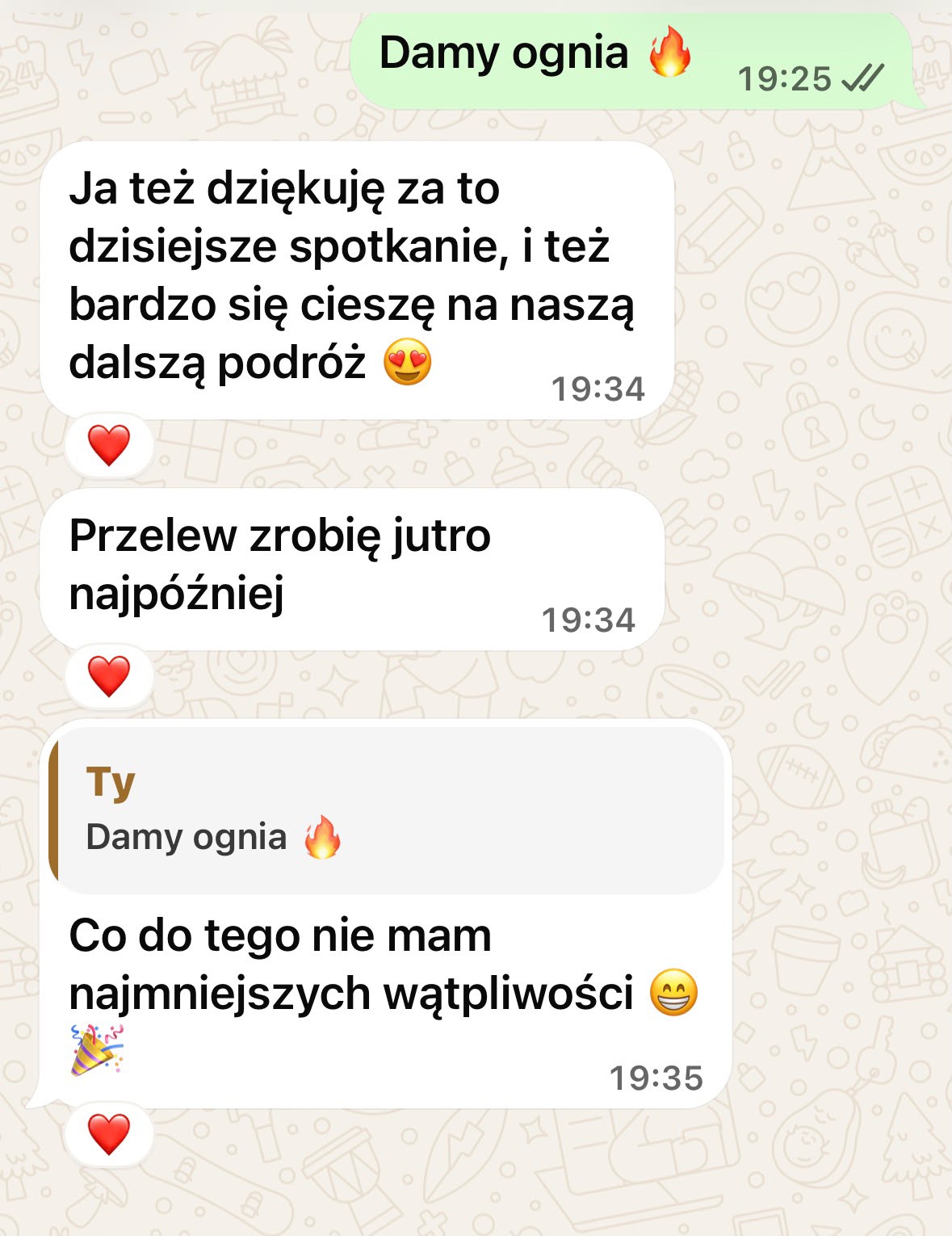 Opinia uczestniczki programu — zrzut ekranu z wiadomości